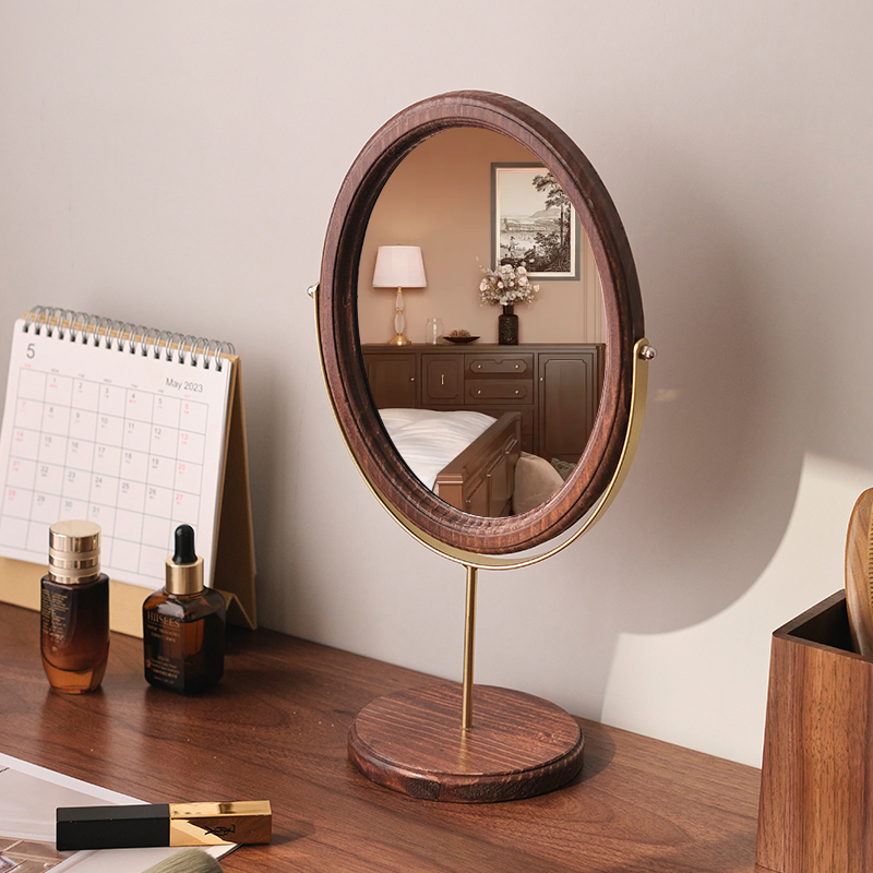 Luxury Skincare Products - Cermin Rias Oval Mewah Retro untuk