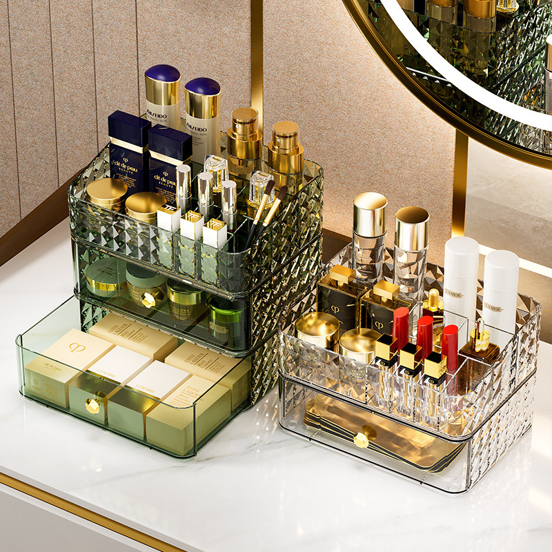 Luxury Skincare Box - Kotak Penyimpanan Kosmetik Motif Berlian, Mewah,