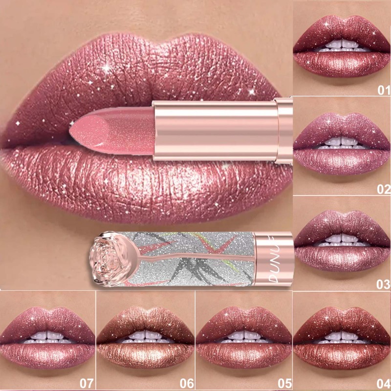 Luxury Skincare Products - Lipstik Glitter Mewah Merah Muda Mutiara